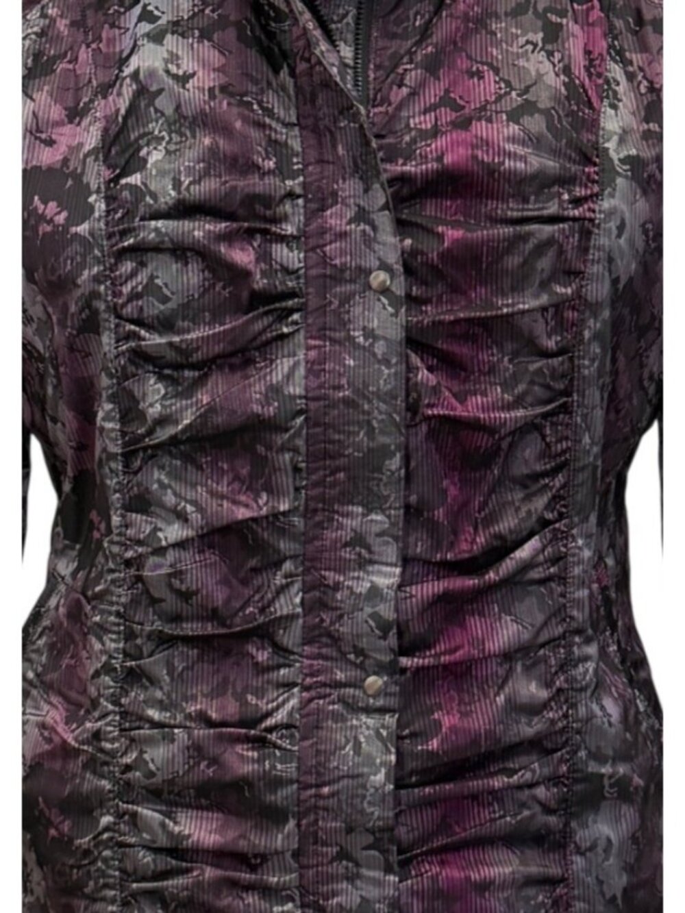 Womens Ruched Jacket Size Large Metallic Purple & Black Picadilly Fashions - Picture 12 of 16